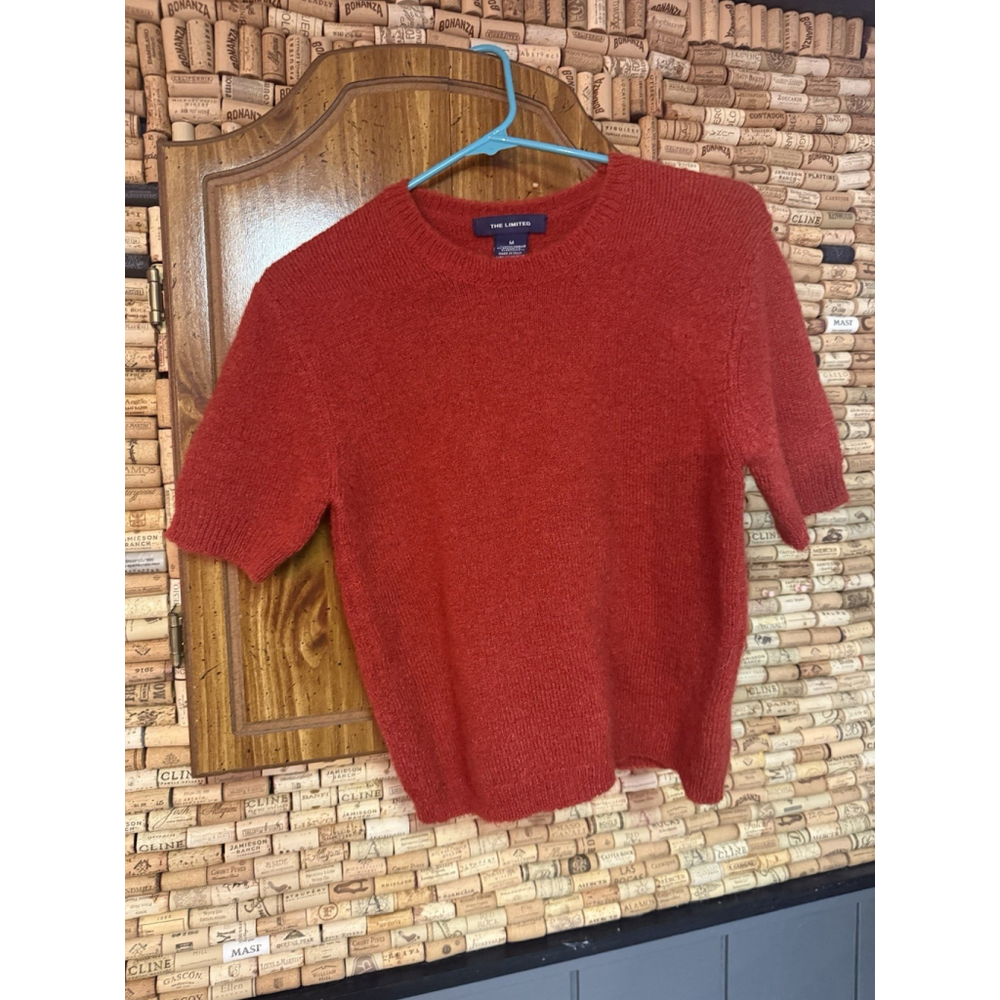 Vintage Y2K The limited Short Sleeve Red Mohair Wool Blend Sweater Size M